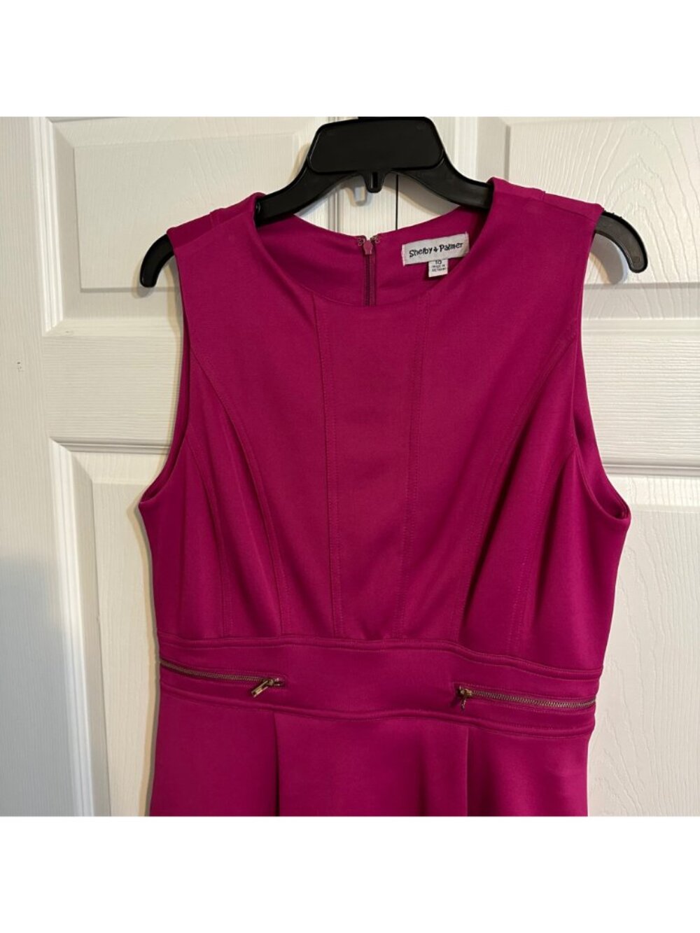 Shelby & Palmer Hot Pink Sleeveless Peplum Sheath Career Cocktail Dress Size 10 - Picture 4 of 11